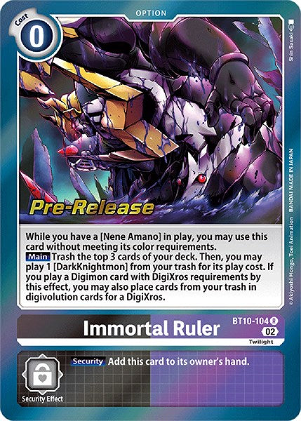Immortal Ruler [BT10-104] [Xros Encounter Pre-Release Cards]