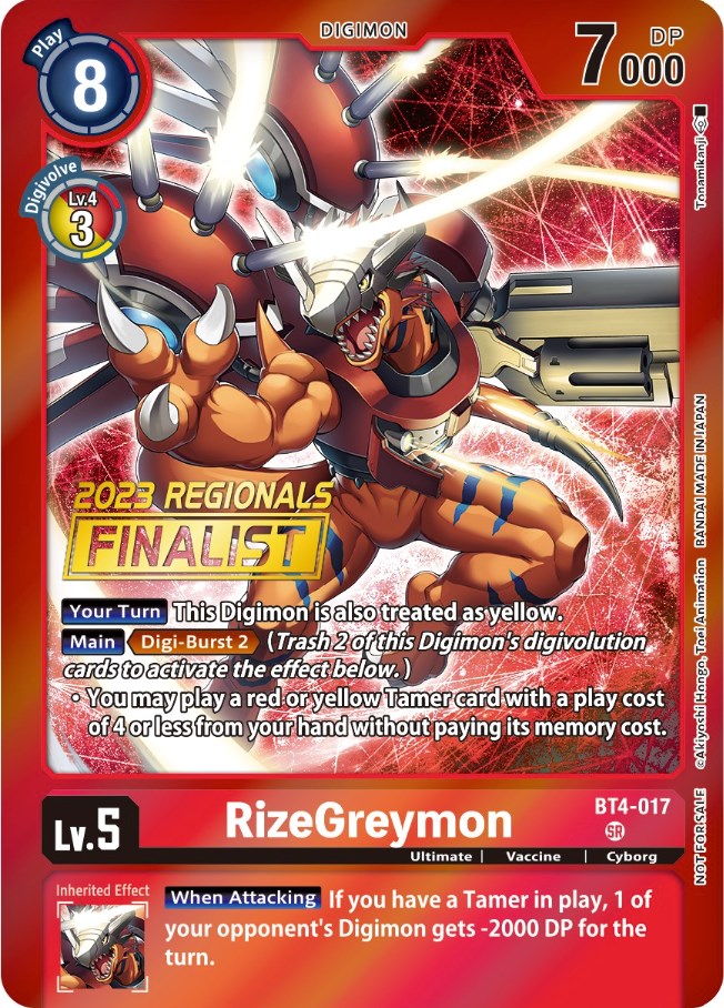 RizeGreymon [BT4-017] (2023 Regionals Finalist) [Great Legend Promos]