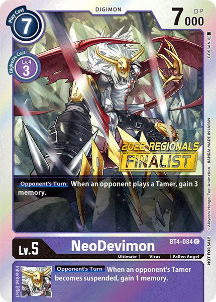 NeoDevimon [BT4-084] (2022 Championship Online Regional) (Online Finalist) [Great Legend Promos]